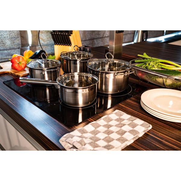 Elegantes 7-teiliges Topfset, induktionsfähig – Rostfreies Material, silber, abgerundete Griffe – Premium Kochgeschirr für beste Ergebnisse