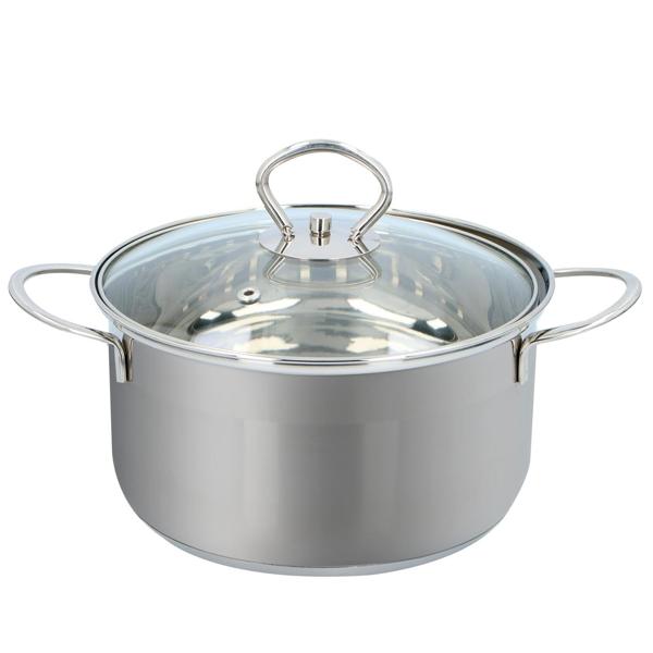 Elegantes 7-teiliges Topfset, induktionsfähig – Rostfreies Material, silber, abgerundete Griffe – Premium Kochgeschirr für beste Ergebnisse