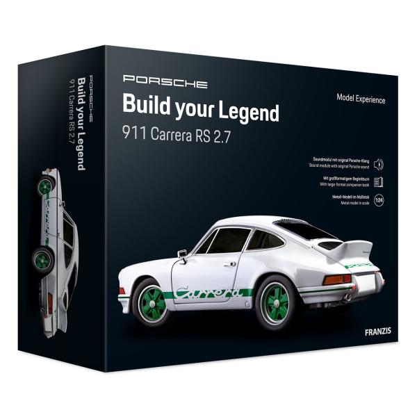 Adventskalender, Modellauto Porsche Carrera RS, Begleitbuch und zahlreiches Zubehör