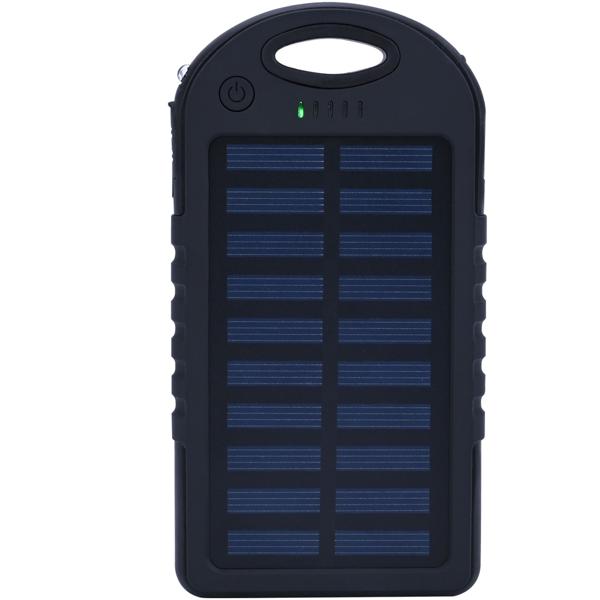 Solar Powerbank inkl. Taschenlampe, 4.000 mAh, 2x USB-A Anschlüsse, 10 Watt, Solarpanel, Ladestandanzeige, zum Laden von iPhone, Samsung, Android