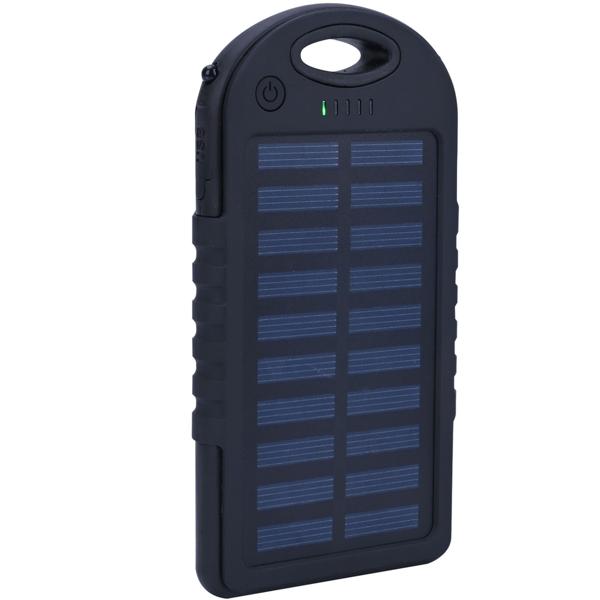 Solar Powerbank inkl. Taschenlampe, 4.000 mAh, 2x USB-A Anschlüsse, 10 Watt, Solarpanel, Ladestandanzeige, zum Laden von iPhone, Samsung, Android