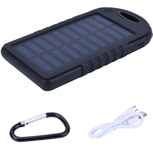 Solar Powerbank inkl. Taschenlampe, 4.000 mAh, 2x USB-A Anschlüsse, 10 Watt, Solarpanel, Ladestandanzeige, zum Laden von iPhone, Samsung, Android