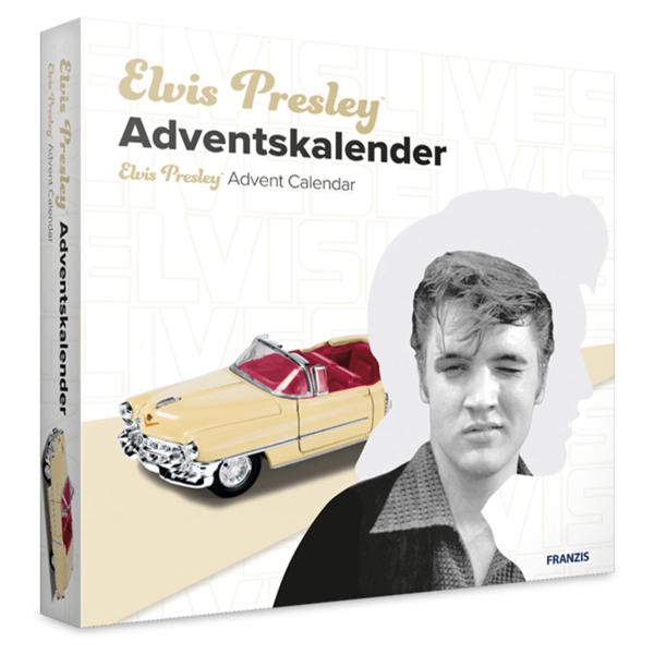 Elvis Presley Adventskalender - Modellauto Cadillac gelb Massstab 1:37 - Soundmodul mit Elvis Stimme - Fotopuzzle - Sammlerstück für Fans