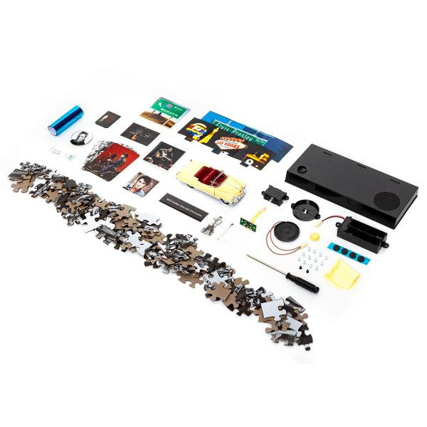 Elvis Presley Adventskalender - Modellauto Cadillac gelb Massstab 1:37 - Soundmodul mit Elvis Stimme - Fotopuzzle - Sammlerstück für Fans