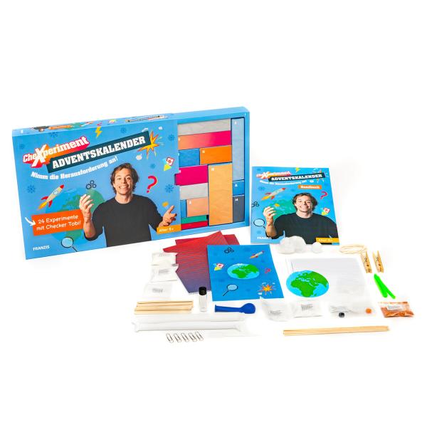 Adventskalender Checker Tobi - 24 spannende CheXperimente für Kinder ab 8 Jahren - Umweltfreundliche Boxen aus Karton - Kein Plastik