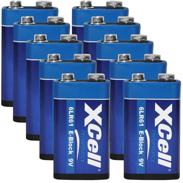 10er-Set 9V-Block Batterie 6LR61 - Performance Alkaline - Langlebige Energie für Fernbedienungen, Spielzeug, Funkgeräte, Radios, Wecker - Auslaufsicher
