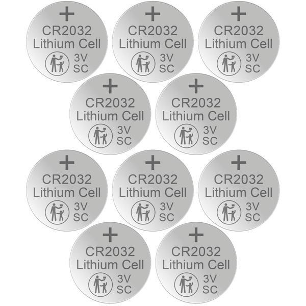 CR2032 - 10er-Set hochwertige Lithium-Knopfzellen, 3V / 220mAh, ideal für Autoschlüssel, Waagen, Fernbedienungen, Tracker, Thermometer, Uhren