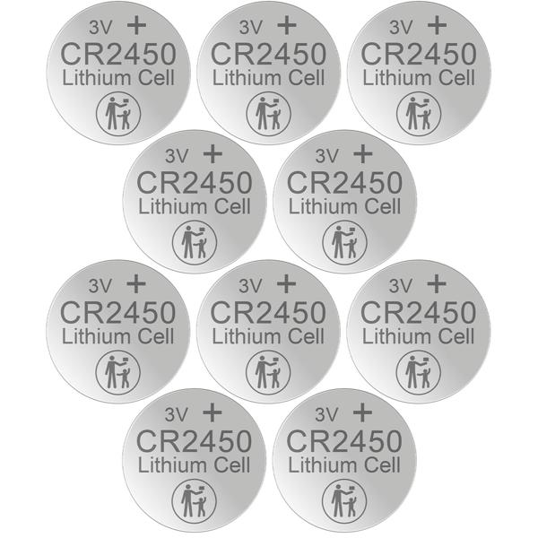 CR2450 10er-Set Lithium-Knopfzelle CR2450, 3V /  starke 620mAh für Thermometer, Uhren, Smart-Home-Geräte, Autoschlüssel