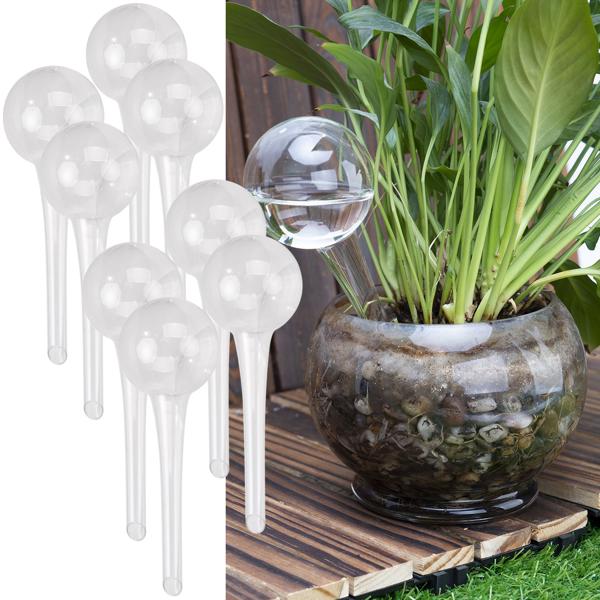8er-Set Effiziente Pflanzen Bewässerungskugeln aus Glas, Ø 6 x H 15 cm, Giesskugeln transparent, ideal für Zuhause, Büro und Ferien