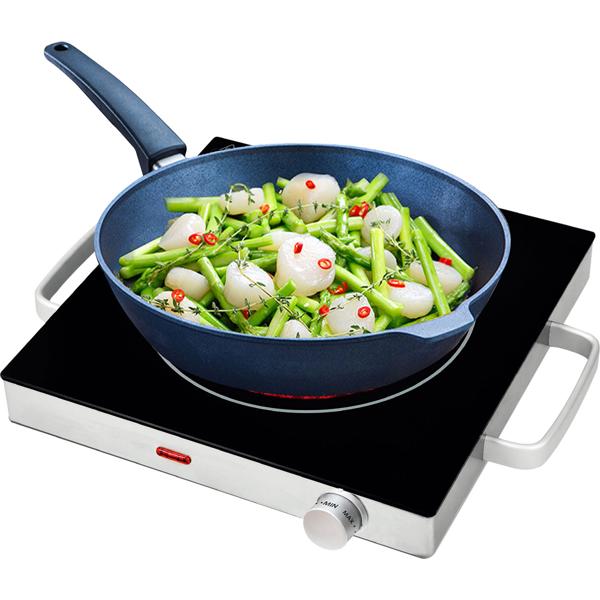 2er Set Mobile Glaskeramik-Kochplatte, Edelstahl Gehäuse u. Infrarot-Wärme, Ø 20cm, 2.000 Watt, stufenlose Temperaturregelung, tragbares Ceranfeld