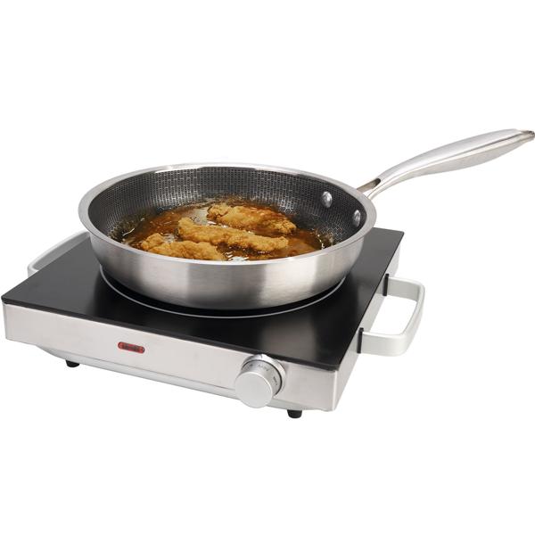 2er Set Mobile Glaskeramik-Kochplatte, Edelstahl Gehäuse u. Infrarot-Wärme, Ø 20cm, 2.000 Watt, stufenlose Temperaturregelung, tragbares Ceranfeld