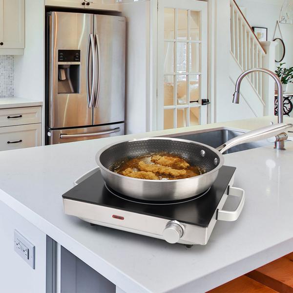 2er Set Mobile Glaskeramik-Kochplatte, Edelstahl Gehäuse u. Infrarot-Wärme, Ø 20cm, 2.000 Watt, stufenlose Temperaturregelung, tragbares Ceranfeld