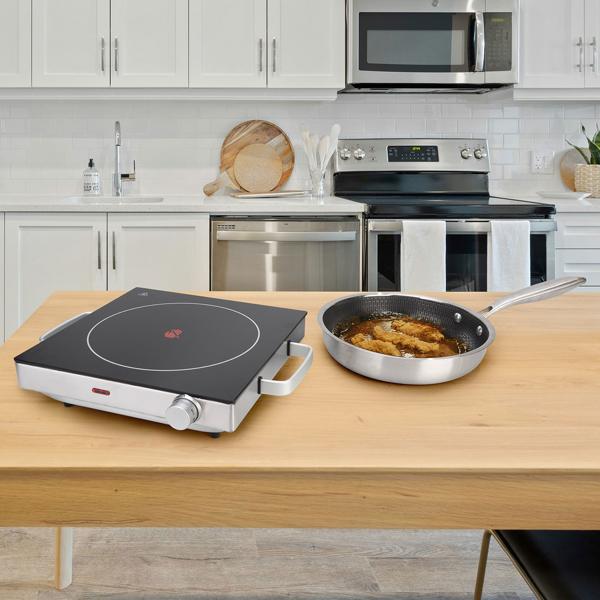 2er Set Mobile Glaskeramik-Kochplatte, Edelstahl Gehäuse u. Infrarot-Wärme, Ø 20cm, 2.000 Watt, stufenlose Temperaturregelung, tragbares Ceranfeld