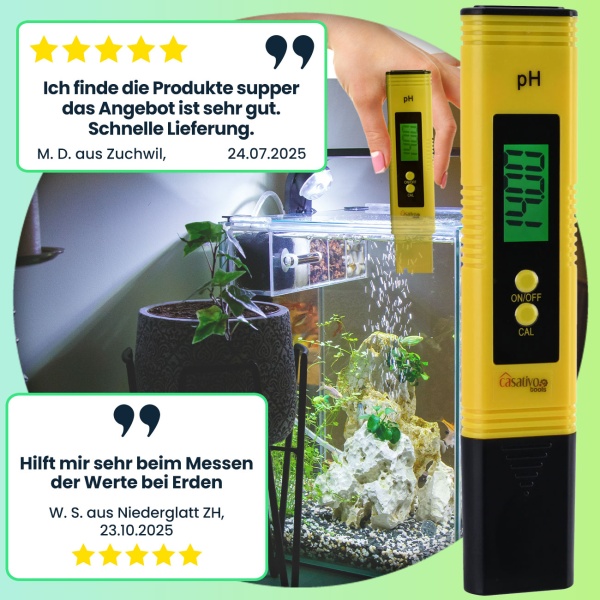 2er-Set Digitales pH-Messgerät mit ATC-Funktion, LCD-Display, pH-Messbereich 0-14, präzise pH Wert Messung für Trinkwasser, Aquarien, Pools, und Teiche