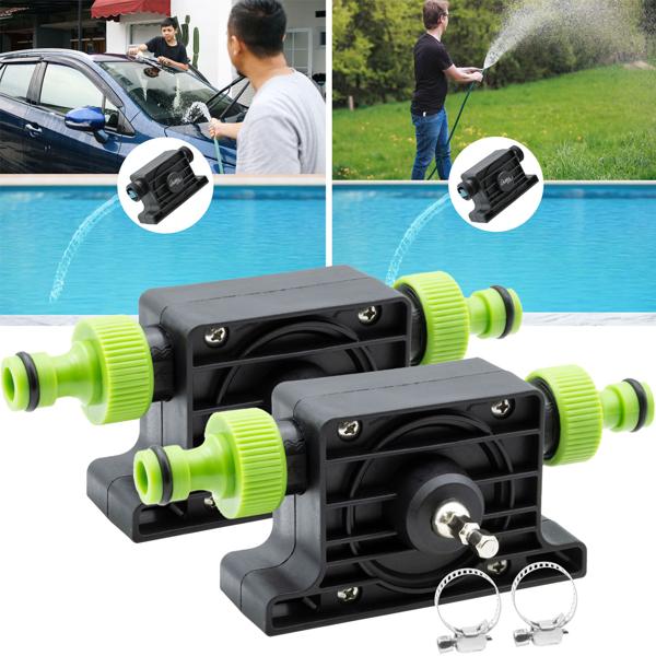 2er-Set Bohrmaschinenpumpe zum Ab-, Aus- und Umpumpen von Wasser, bis zu 1200 L/h, Klick System, inkl. 2 Schlauchadaptern und Schellen