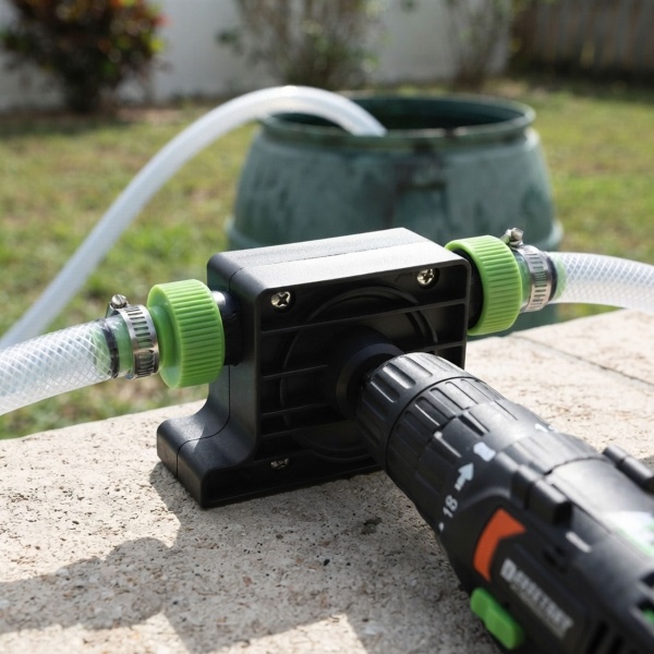2er-Set Bohrmaschinenpumpe zum Ab-, Aus- und Umpumpen von Wasser, bis zu 1200 L/h, Klick System, inkl. 2 Schlauchadaptern und Schellen