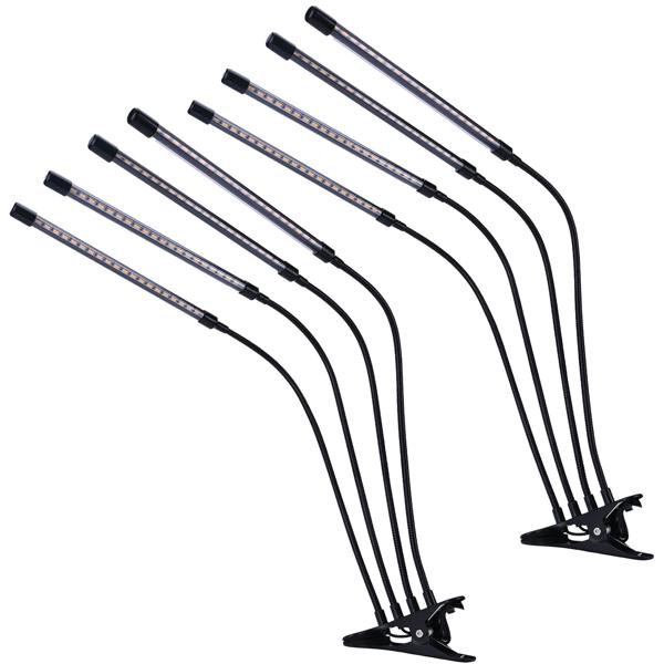 2er-Set Vollspektrum LED-Pflanzenlampe mit je 4 Schwanenhälsen, Pflanzenwachstumslampe mit 9 dimmbaren Stufen & Timerfunktion, 80 Vollspektrum-LEDs