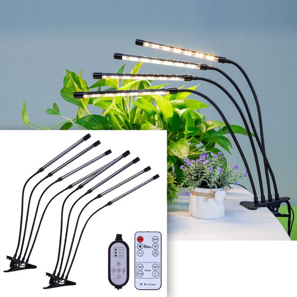 2er-Set Vollspektrum LED-Pflanzenlampe mit je 4 Schwanenhälsen, Pflanzenwachstumslampe mit 9 dimmbaren Stufen & Timerfunktion, 80 Vollspektrum-LEDs