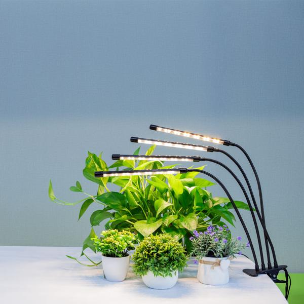 2er-Set Vollspektrum LED-Pflanzenlampe mit je 4 Schwanenhälsen, Pflanzenwachstumslampe mit 9 dimmbaren Stufen & Timerfunktion, 80 Vollspektrum-LEDs