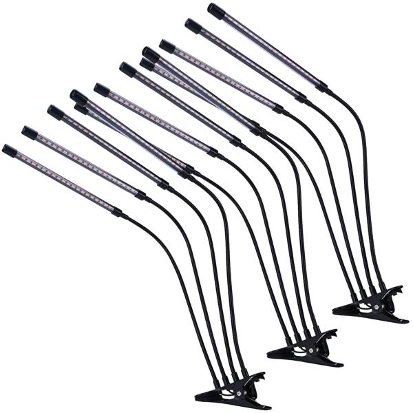 3er-Set Vollspektrum LED-Pflanzenlampe mit je 4 Schwanenhälsen, Pflanzenwachstumslampe mit 9 dimmbaren Stufen & Timerfunktion, 80 Vollspektrum-LEDs