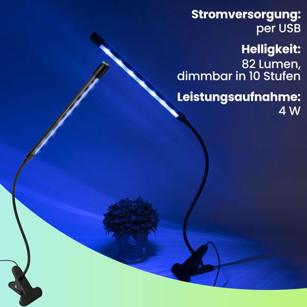 2er-Set LED-Pflanzenlampe mit Schwanenhals, Pflanzenwachstumslampe , 10 dimmbaren Stufen & Timer, 82 Lumen, 20 LEDs mit 360°-Schwanenhals
