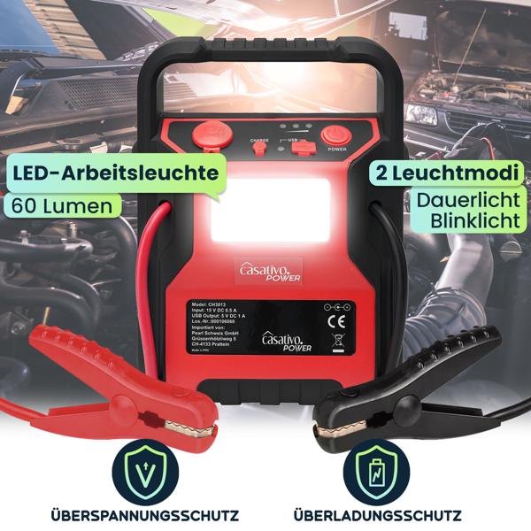 5-in-1 Starthilfe Booster mit Powerbank & Luftkompressor (600A/17bar) – Akku-Starthilfe mit 9000mAh, LED-Lampe, 12V-Ausgang