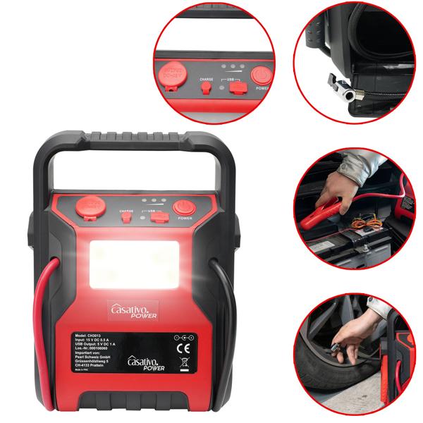 5-in-1 Starthilfe Booster mit Powerbank & Luftkompressor (600A/17bar) – Akku-Starthilfe mit 9000mAh, LED-Lampe, 12V-Ausgang