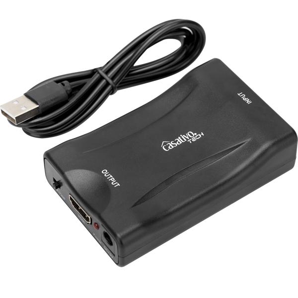 Scart-zu-HDMI-Konverter / Adapter – 720p / 1080p – hochauflösende Signalumwandlung, Plug & Play – ideal um ältere Geräte an moderne TVs anschließen