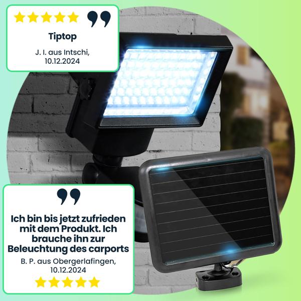 2er-Set Leistungsstarker LED Solar-Strahler mit Bewegungsmelder - Mehr Sicherheit für Ihr Zuhause - Helle 600 Lumen Aussenleuchte für Garten & Hof