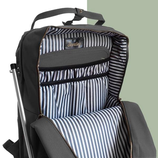 Robuster Rucksack mit integrierter Sitzgelegenheit (40x28x14 cm) – Wasserfest, schwarz, nur 1kg – Komfortabler Sitzrucksack für unterwegs