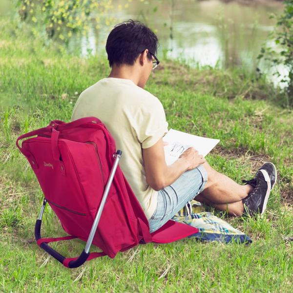 Robuster Rucksack mit integrierter Sitzgelegenheit (40x28x14 cm) – Wasserfest, schwarz, nur 1kg – Komfortabler Sitzrucksack für unterwegs