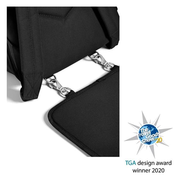 Robuster Rucksack mit integrierter Sitzgelegenheit (40x28x14 cm) – Wasserfest, schwarz, nur 1kg – Komfortabler Sitzrucksack für unterwegs