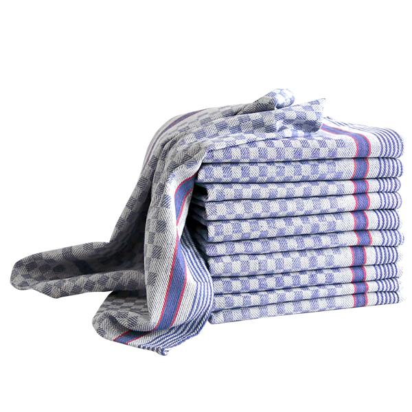 Premium 20er-Set Grubentücher, 100% Baumwolle, 45x90cm, blau-grau – Zwirn-Qualität, saugstarke Geschirrtücher, 210g/m²