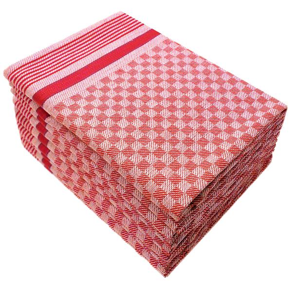 20er-Set Grubentücher Rot/Grau Kariert - Zwirn-Qualität aus 100% Baumwolle - Extrem Saugstark, Hygienisch & Flusenfrei 45x90cm - Waschbar bis 95°C
