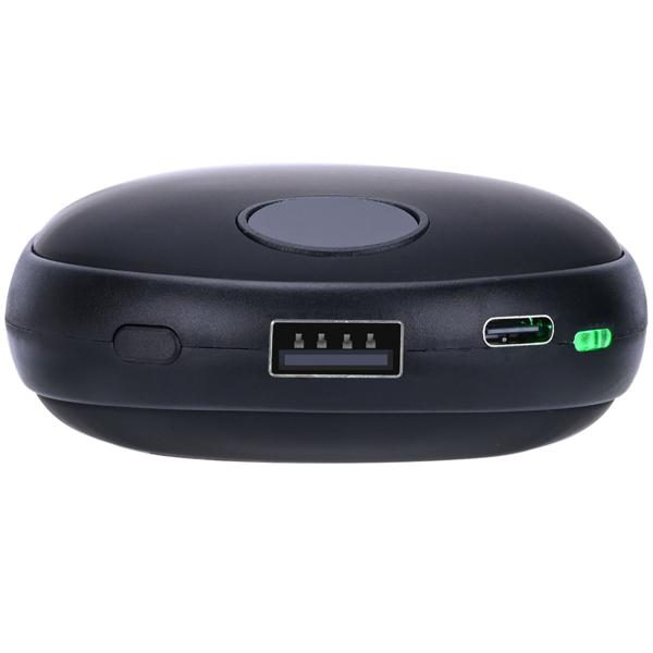 Zuverlässiger 2in1 USB Handwärmer mit Powerbank Funktion, 10.000 mAh, schwarz, warme Hände und gleichzeitig das Smartphone laden