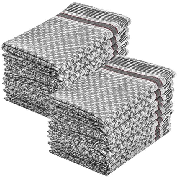 20er-Set Grubentücher - Anthrazit Geschirrtücher 45x90cm - 100% Baumwolle - OEKO-TEX zertifiziert - Hygienisch, streifenfrei, saugstark & waschbar bis 95°C