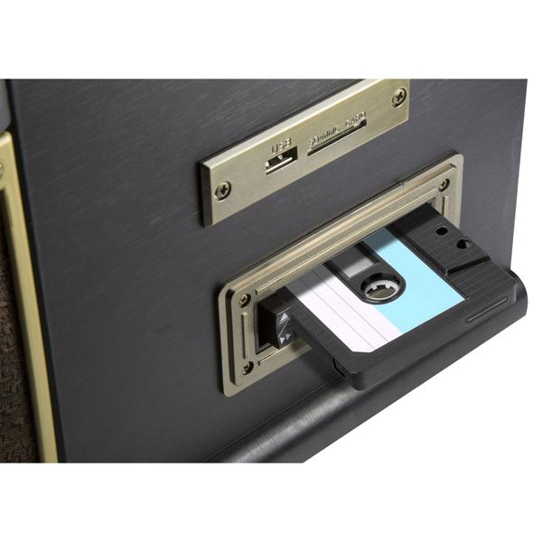 Nostalgie-Plattenspieler mit CD- & Kassettenspieler – Bluetooth 5.0, Digitalisierfunktion, FM-Radio, Saphirnadel & Stereo-Lautsprecher