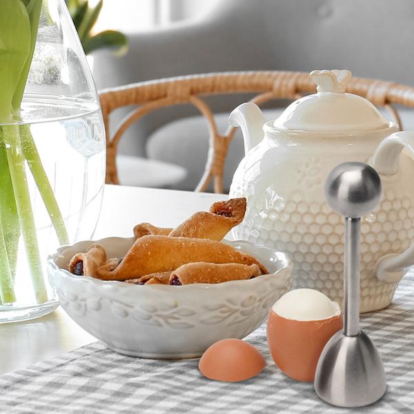 Eierköpfer aus Edelstahl – Praktischer Eieröffner für harte & weiche Eier, spülmaschinen-geeignet – Perfekte Bruchstelle