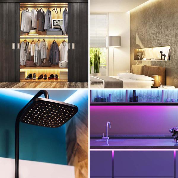 Smart LED Lichtband 5 m mit App-Steuerung, warmweiss/kaltweiss/RGB, dimmbar, flexibles & selbstklebendes Design, ideal für stilvolle Beleuchtung