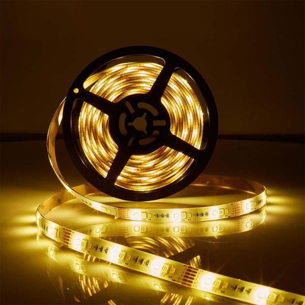 Smart LED Lichtband 5 m mit App-Steuerung, warmweiss/kaltweiss/RGB, dimmbar, flexibles & selbstklebendes Design, ideal für stilvolle Beleuchtung