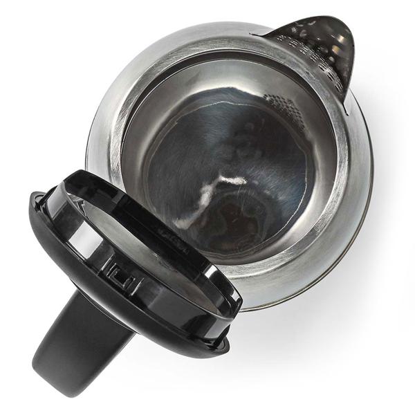 Edelstahl-Wasserkocher - 1,7 Liter Volumen, 2200W Leistung - 360° Drehsockel - Automatische Abschaltung, verdecktes Heizelement, Schwarz/Metall