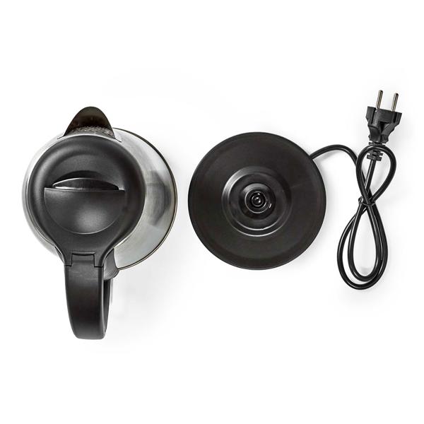 Edelstahl-Wasserkocher - 1,7 Liter Volumen, 2200W Leistung - 360° Drehsockel - Automatische Abschaltung, verdecktes Heizelement, Schwarz/Metall