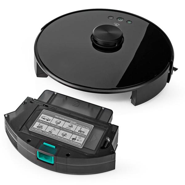 SmartLife Saugroboter mit Wischfunktion, schwarz, präzise Lasernavigation, App-Steuerung, leistungsstark, leise, ideal für Hartböden & Teppiche