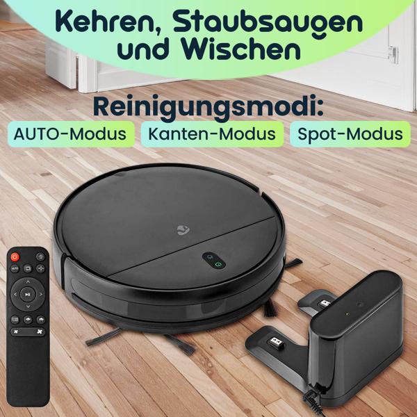 SmartLife Reinigungsroboter, Saugroboter mit Spot-Modus, Wischroboter mit App Steuerung Android / iOS, Staubsauger Roboter
