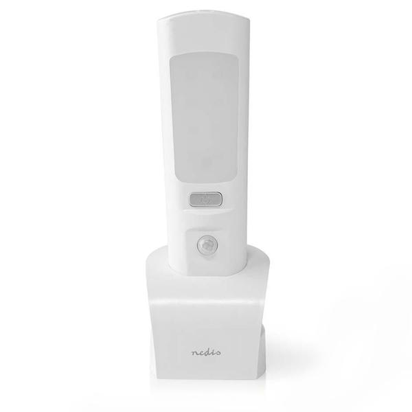 Praktisches 3-in-1 LED-Nachtlicht: Bewegungsmelder, Orientierungslicht & Taschenlampe, tragbar mit Akku, Ladung über die Steckdose, weiss