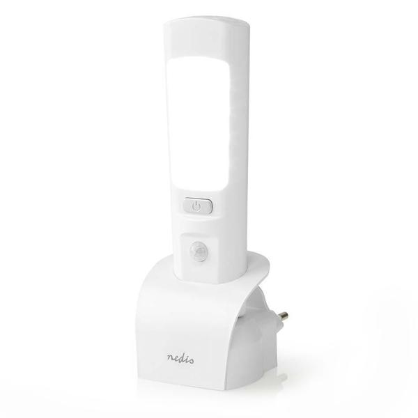 Praktisches 3-in-1 LED-Nachtlicht: Bewegungsmelder, Orientierungslicht & Taschenlampe, tragbar mit Akku, Ladung über die Steckdose, weiss