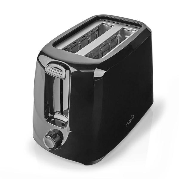 Kompakter Toaster, 2-Scheiben-Toaster mit 6 Röststufen, starke 700 W,  schwarz, praktische Krümelschublade, Kabelaufbewahrung