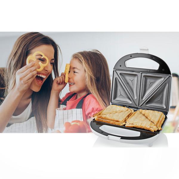 Sandwichmaker, 700 W, Sandwichtoaster mit automatischer Temperaturkontrolle, weiss, Antihaft Toastplatten- leicht zu Reinigen