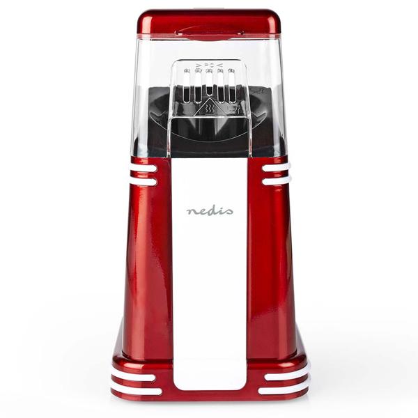 Nostalgie Popcorn Maker, rot-weiss, Heissluft – 15x29x17cm, Retro Design, für schnelles, fettarmes Popcorn zu Hause