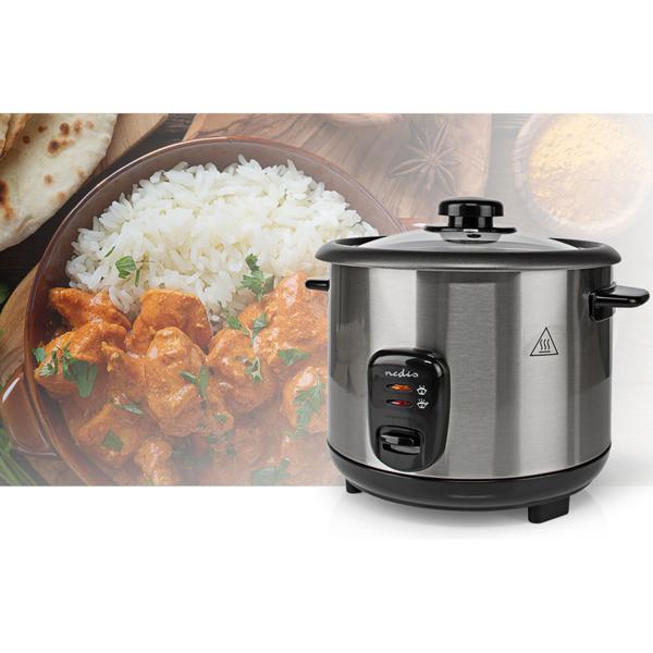 Edelstahl Reiskocher mit 1,5 l Fassungsvermögen, 500 W Leistung, Antihaft-Beschichtung & Abschaltautomatik – perfekt für lockeren Reis